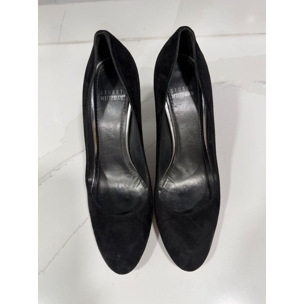 Stuart Weitzman Black Suede Round Toe Pumps SL 96222 Size 8M Made in Spain